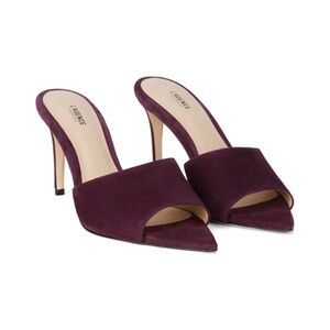 L'AGENCE | Festive Luxury Lolita Suede & Leather V Mules in Purple | Size 37.5